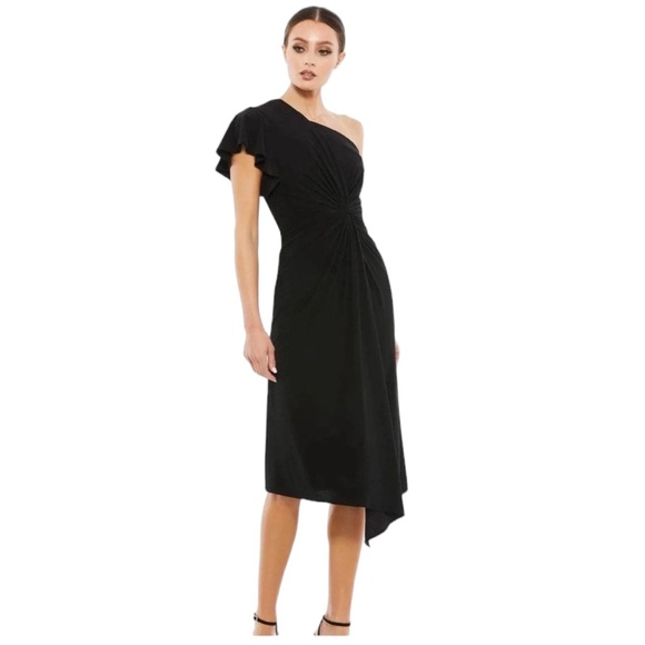 Mac Duggal Dresses & Skirts - Women’s Mac Duggal Knotted Waist One Shoulder Cocktail Dress, Black, size 6 NWT